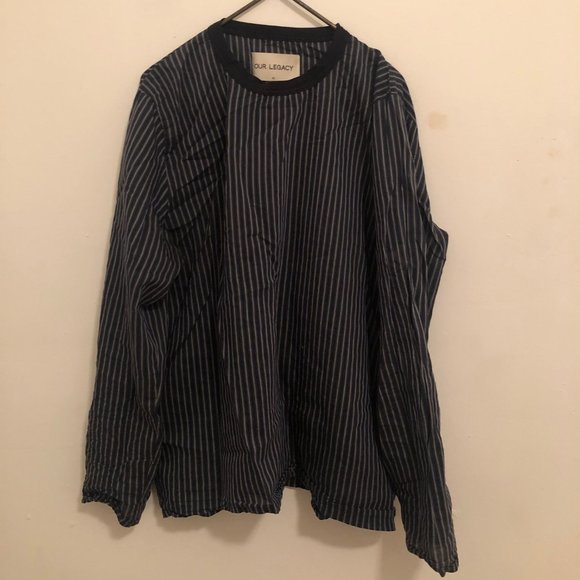 SOLD Pinstripe Sheer Long Sleeve Blouse - Picture 2 of 4